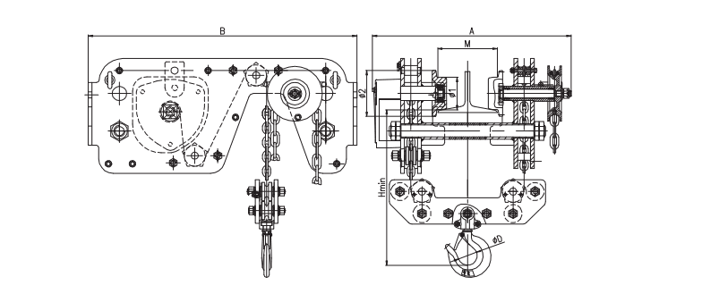 SHB030低空組合葫蘆結(jié)構(gòu)圖